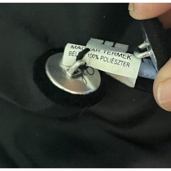 Jacket tailored Collarless Hip length Sz M Wool Blend Black with Red felt Floral - Picture 15 of 16